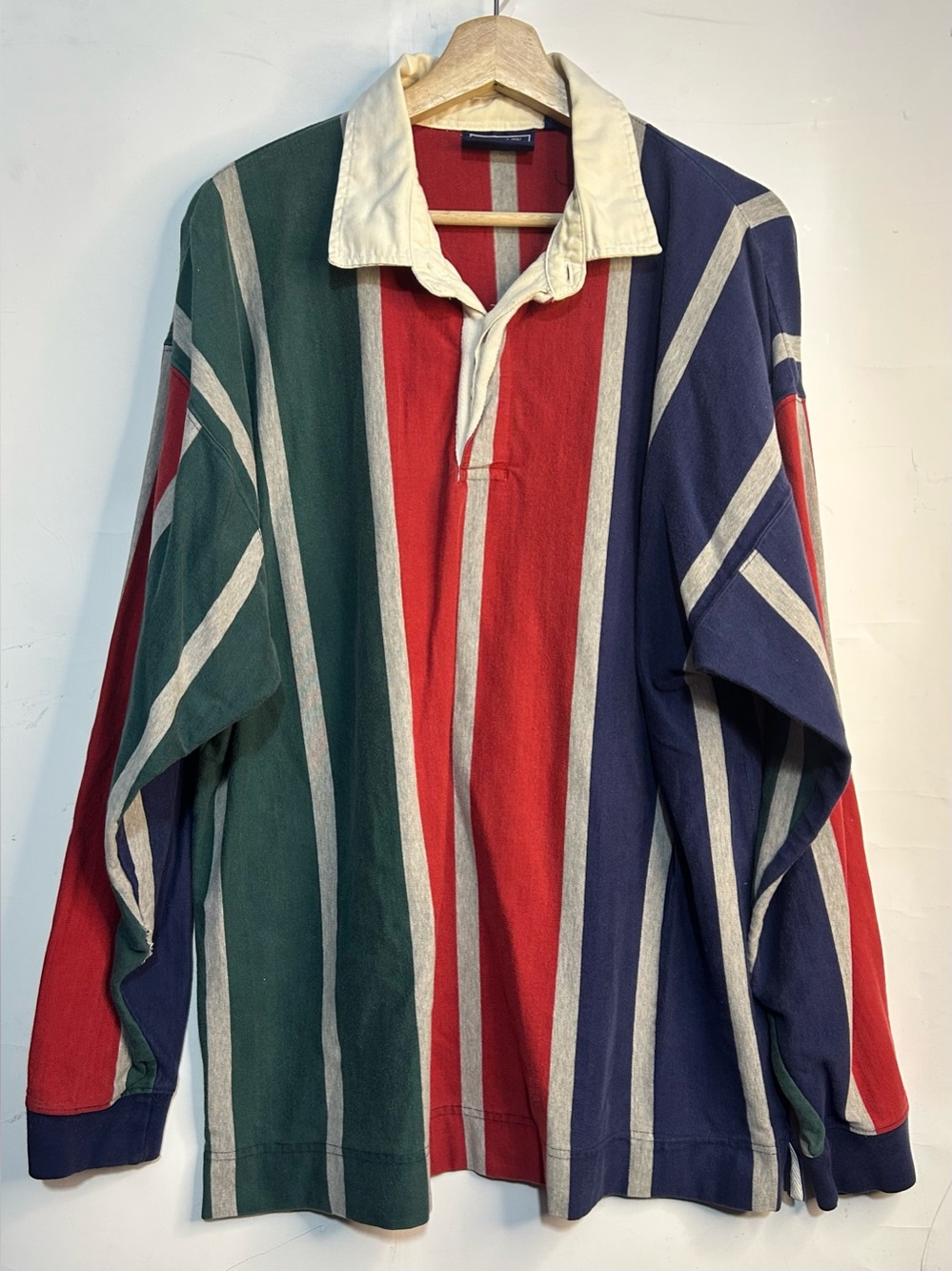 Specialty Collections Color-block Vertical Striped Long Sleeve Polo Shirt XL